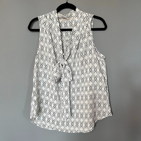 41 Hawthorn Tops - Astrid Spade Print Tie Neck Blouse